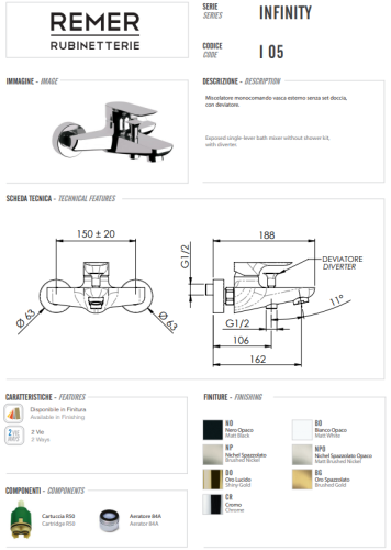 Смеситель для ванны infinity